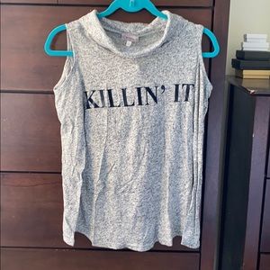 NWT! Cold Shoulder Logo Long Sleeve Top